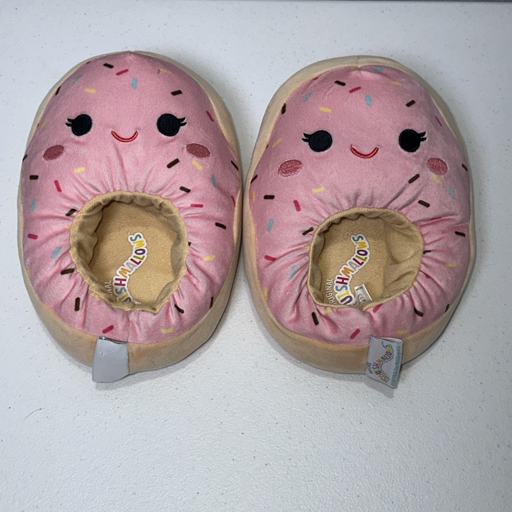 Squishmallows Slippers Toddler Girl Pink Dabria Donut Doughnut Plush 4-5